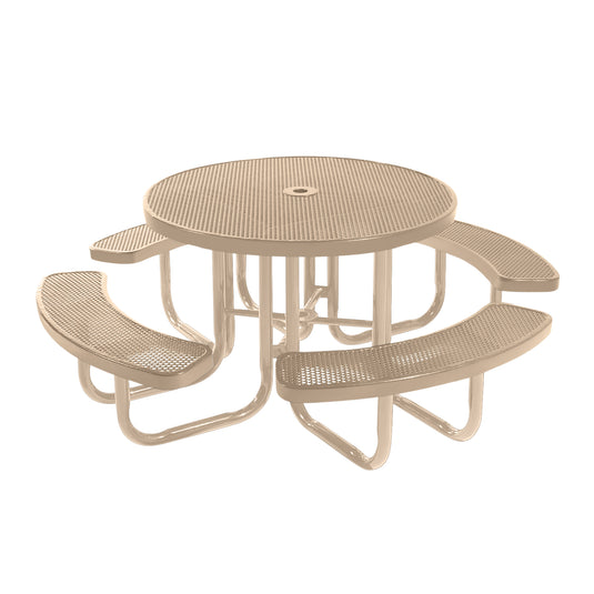 46" Round Metal Outdoor Picnic Table With Colored Frame