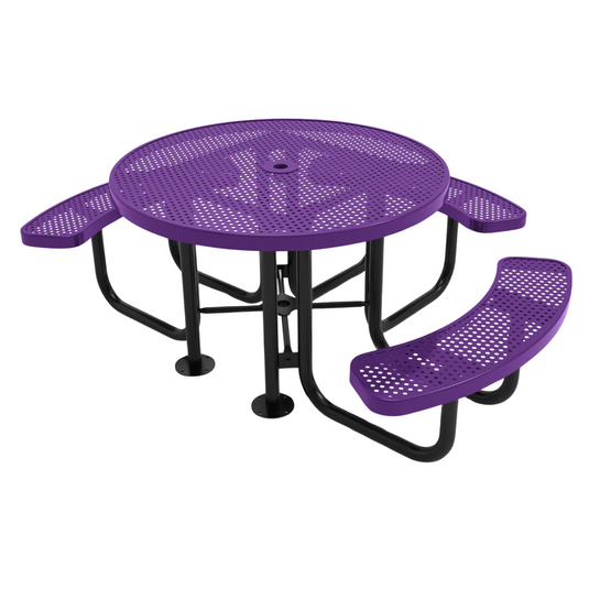 Heavy Duty 3-Seat Round Metal Outdoor Picnic Tables