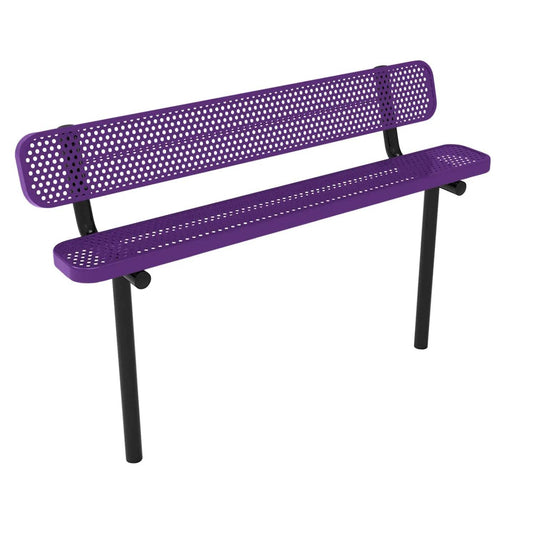 6FT Industrial Park Bench with Back, Inground Mount Frame