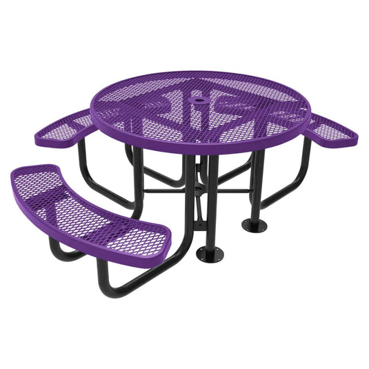 3-Seat Round Metal Outdoor Picnic Table