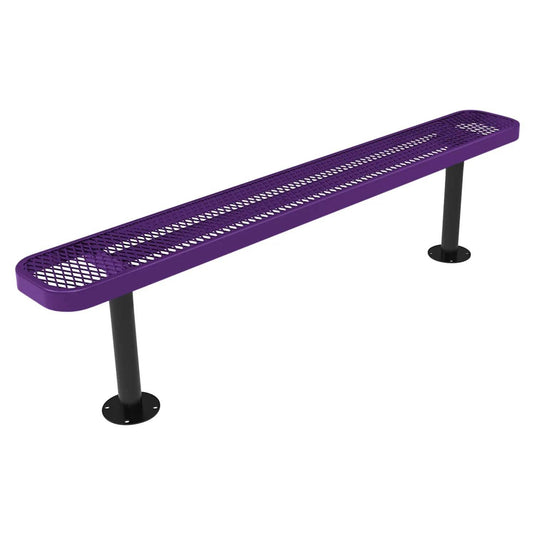 6FT Commercial Park Bench without Back, Surface Mount Frame