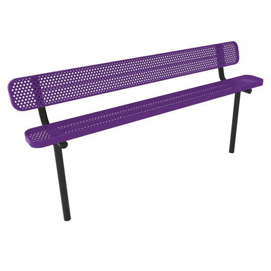 8FT Industrial Park Bench with Back, Inground Mount Frame