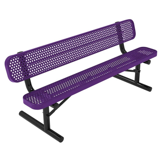6 FT All-Weather Park Bench with Back, Portable Frame
