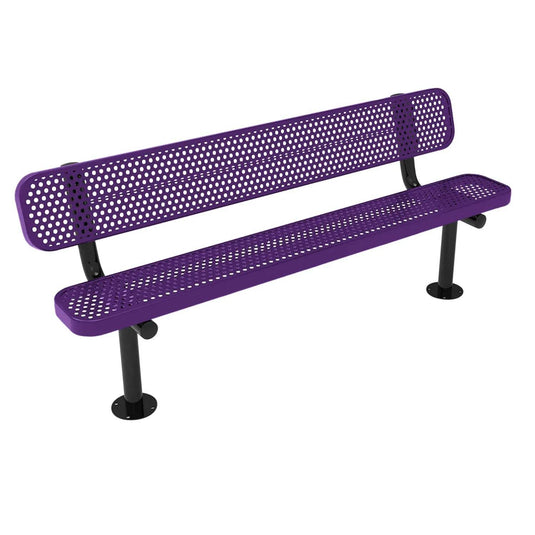 6FT Commercial Park Bench with Back, Surface Mount Frame