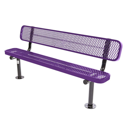 6FT Commercial Park Bench with Back, Surface Mount Frame