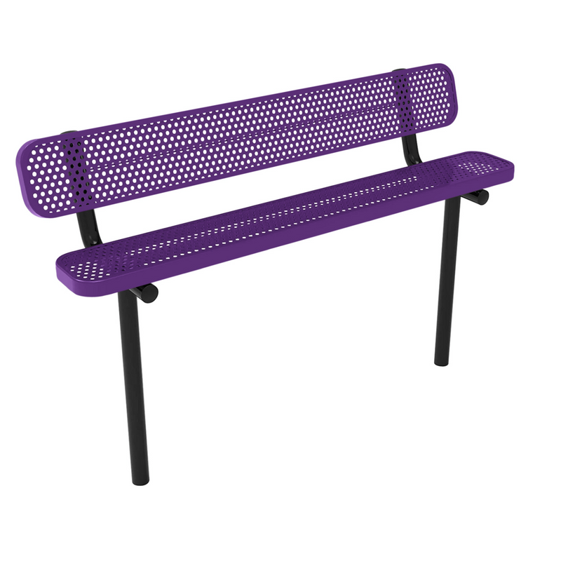 Load image into Gallery viewer, Durable Punched Steel Park Bench with Inground Mount Frame
