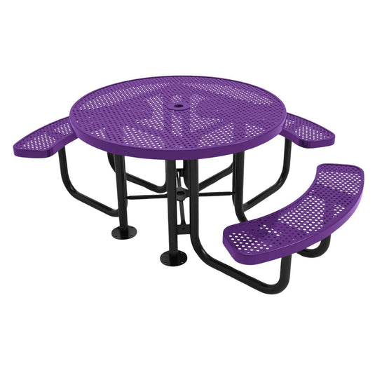 3-Seat Round Metal Outdoor Picnic Table