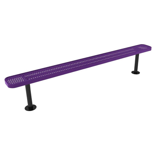 8FT Commercial Park Bench without Back, Surface Mount Frame