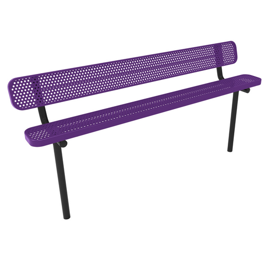 Durable Punched Steel Park Bench with Inground Mount Frame