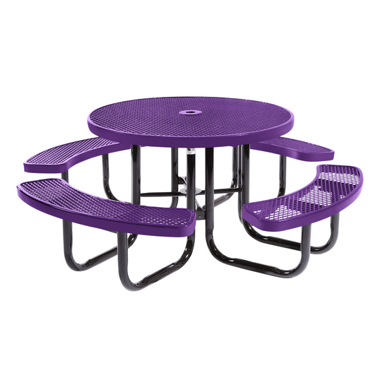 All-Weather Square & Round Metal Outdoor Picnic Table with Benches