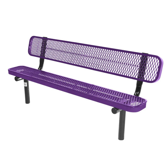 6FT Industrial Park Bench with Back, Inground Mount Frame