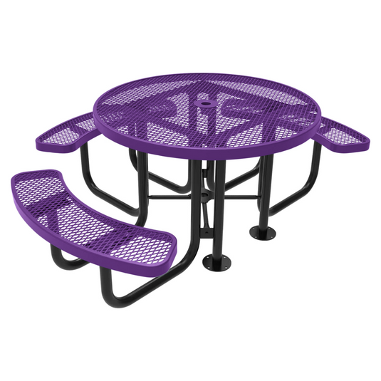 Heavy Duty 3-Seat Round Metal Outdoor Picnic Tables