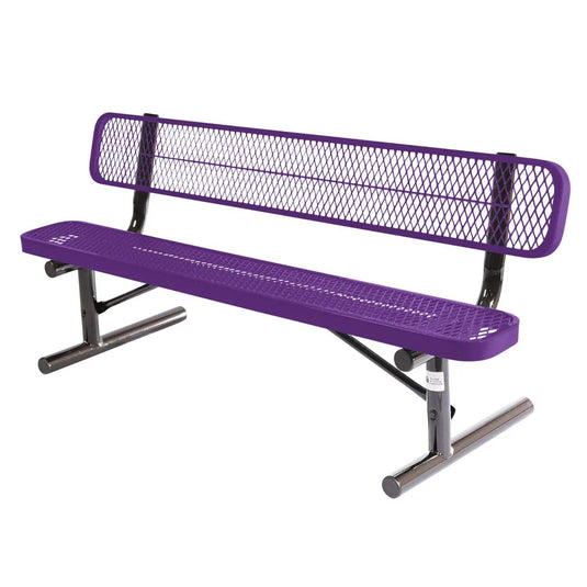 6 FT All-Weather Park Bench with Back, Portable Frame