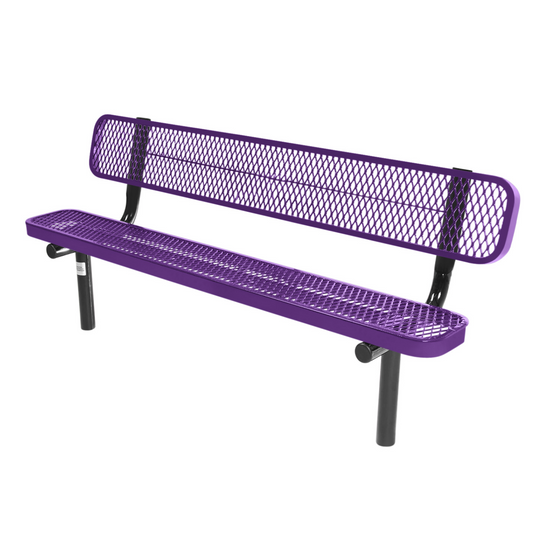 Industrial Expanded Metal Park Bench with Inground Mount Frame