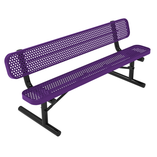 All-Weather Punched Steel Park Bench with Portable Frame