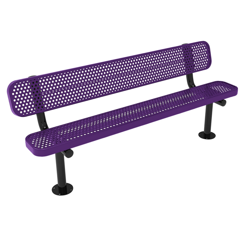 Load image into Gallery viewer, All-Climate Punched Steel Park Bench with Surface Mount Frame
