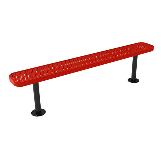 All-Climate Punched Steel Park Bench with Surface Mount Frame