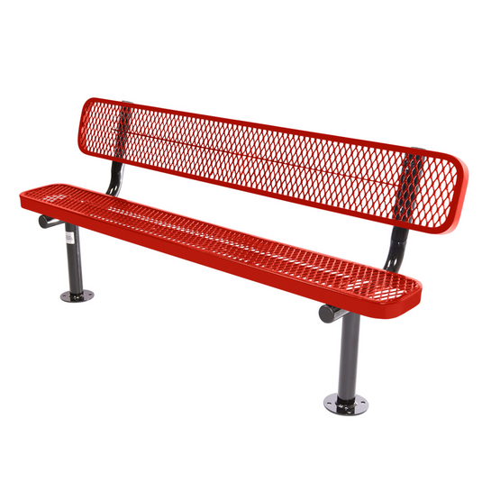 Commercial Expanded Metal Park Bench with Surface Mount Frame