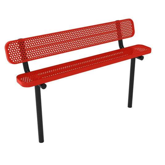 6FT Industrial Park Bench with Back, Inground Mount Frame