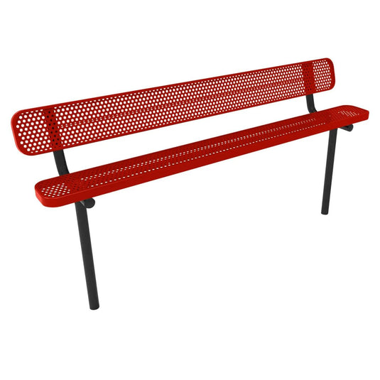 8FT Industrial Park Bench with Back, Inground Mount Frame