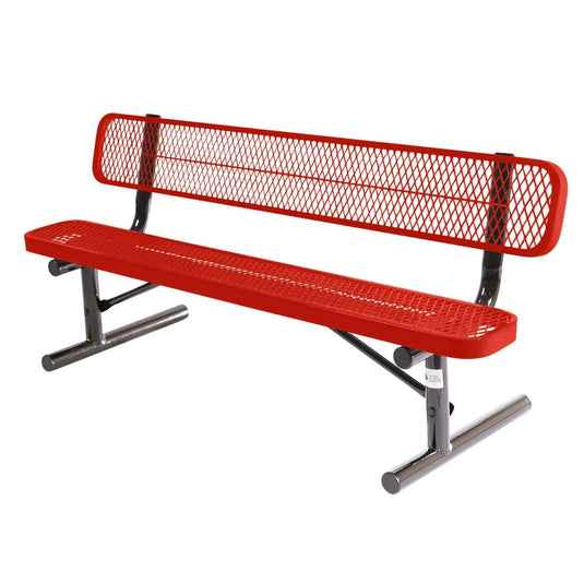 6 FT All-Weather Park Bench with Back, Portable Frame
