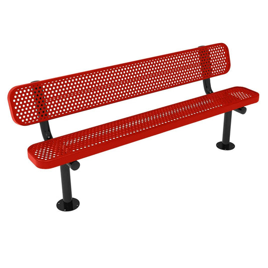 6FT Commercial Park Bench with Back, Surface Mount Frame