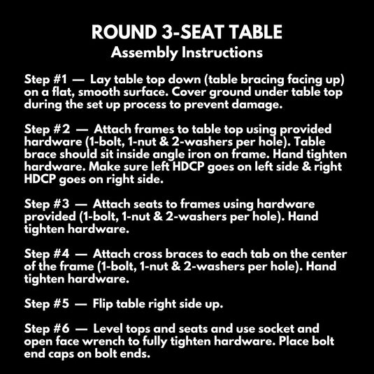 3-Seat Round Metal Outdoor Picnic Table