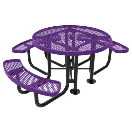 3-Seat Round Metal Outdoor Picnic Table