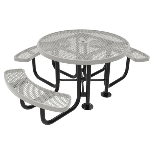 3-Seat Round Metal Outdoor Picnic Table