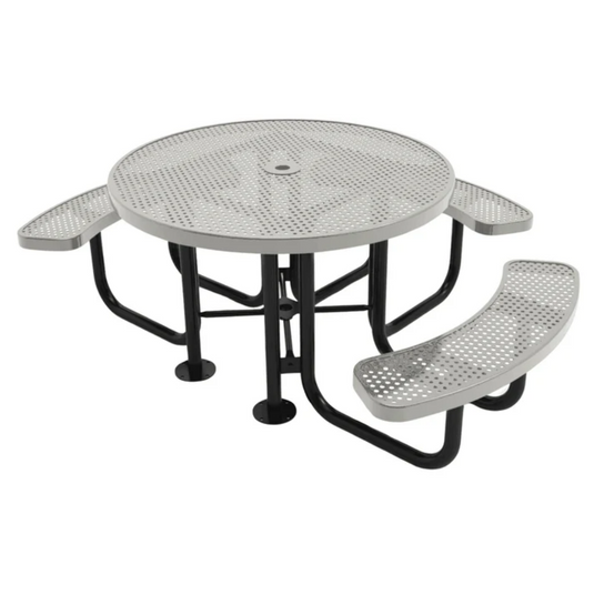 3-Seat Round Metal Outdoor Picnic Table