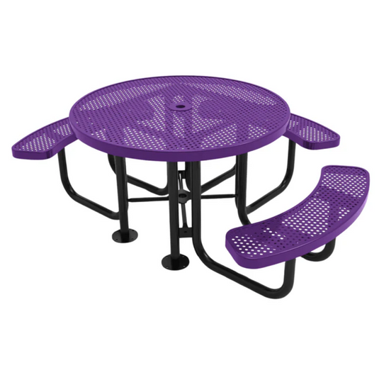 3-Seat Round Metal Outdoor Picnic Table