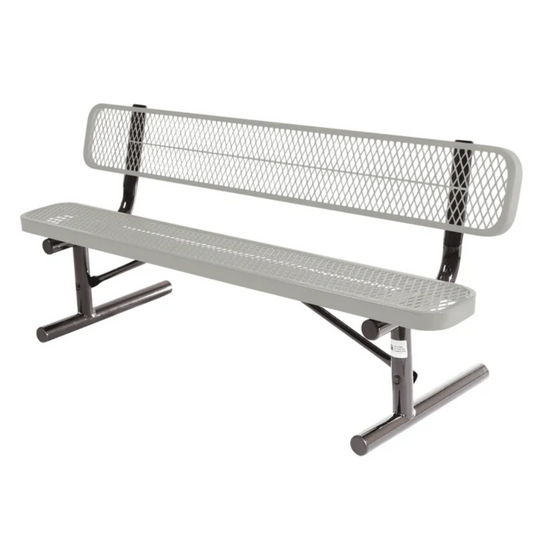 All-Weather Punched Steel Park Bench with Portable Frame