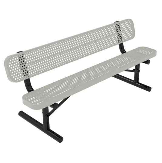 All-Weather Punched Steel Park Bench with Portable Frame