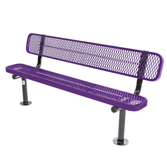 Commercial Expanded Metal Park Bench with Surface Mount Frame