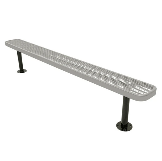 Commercial Expanded Metal Park Bench with Surface Mount Frame