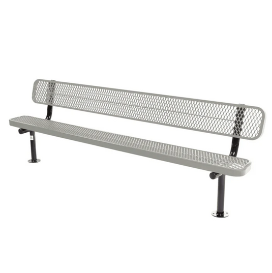 Commercial Expanded Metal Park Bench with Surface Mount Frame