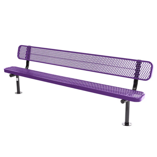 Commercial Expanded Metal Park Bench with Surface Mount Frame