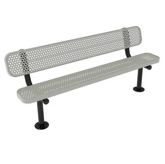 All-Climate Punched Steel Park Bench with Surface Mount Frame