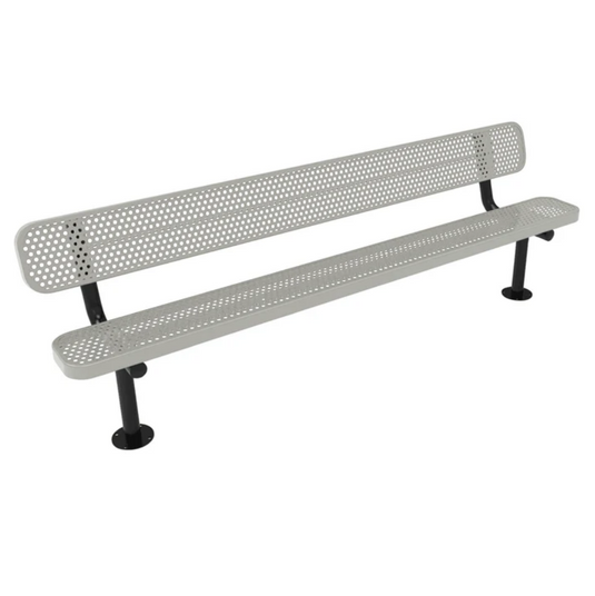 All-Climate Punched Steel Park Bench with Surface Mount Frame