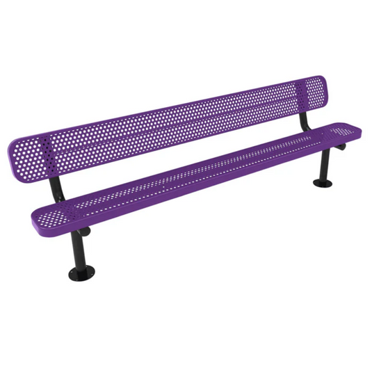 All-Climate Punched Steel Park Bench with Surface Mount Frame