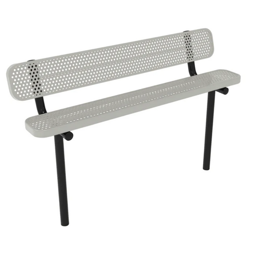 Punched Steel Park Bench with Inground Mount Frame