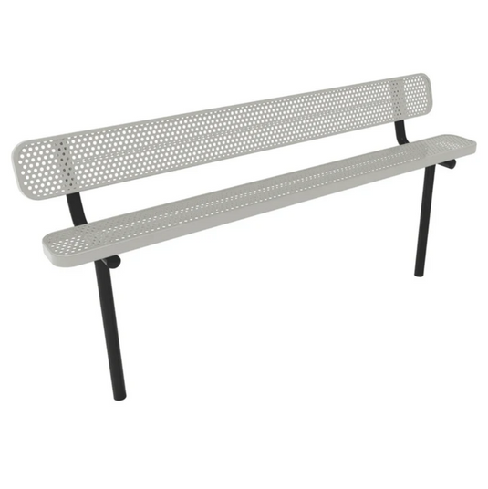 Punched Steel Park Bench with Inground Mount Frame