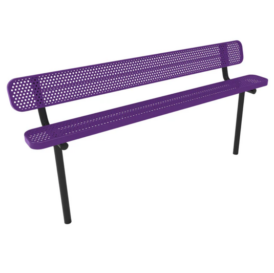 Punched Steel Park Bench with Inground Mount Frame