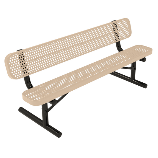 All-Weather Punched Steel Park Bench with Portable Frame