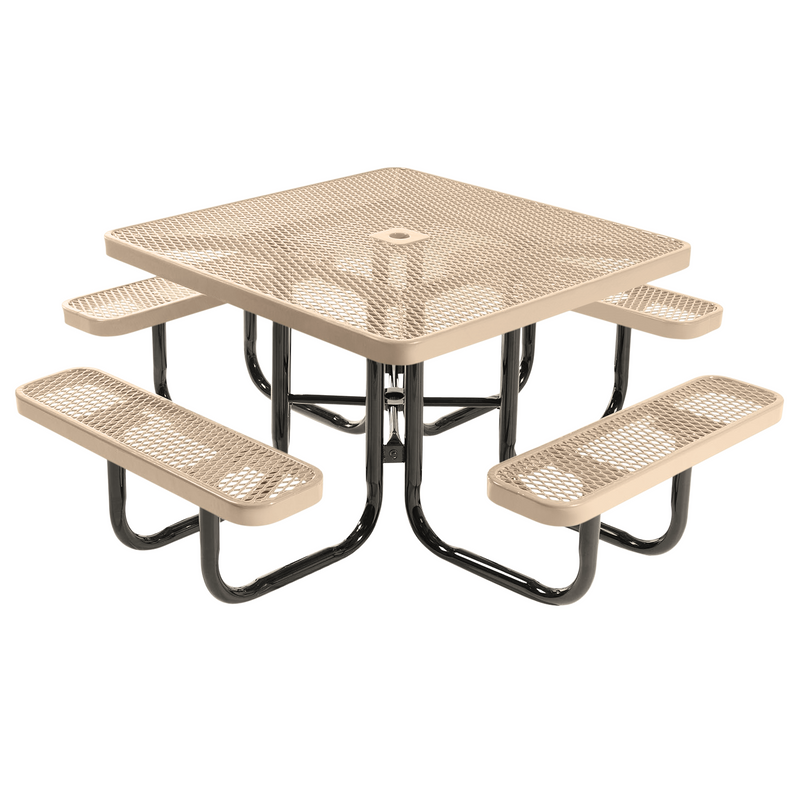 Load image into Gallery viewer, All-Weather Square &amp; Round Metal Outdoor Picnic Table with Benches
