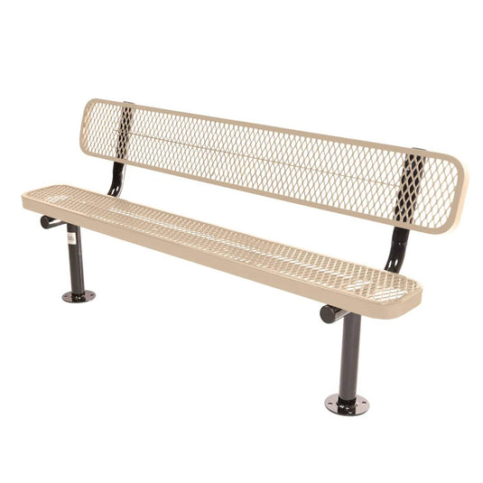 6FT Commercial Park Bench with Back, Surface Mount Frame
