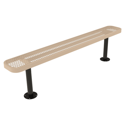 Commercial Expanded Metal Park Bench with Surface Mount Frame