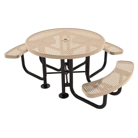 3-Seat Round Metal Outdoor Picnic Table