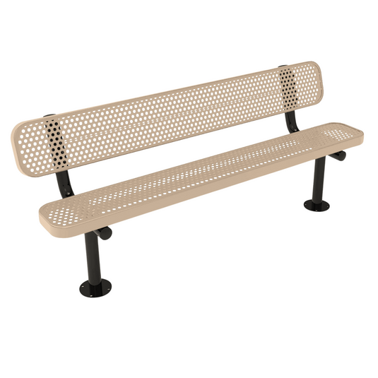 All-Climate Punched Steel Park Bench with Surface Mount Frame