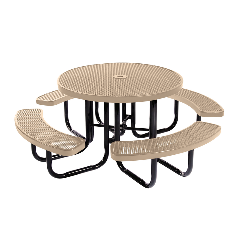 Load image into Gallery viewer, All-Weather Square &amp; Round Metal Outdoor Picnic Table with Benches
